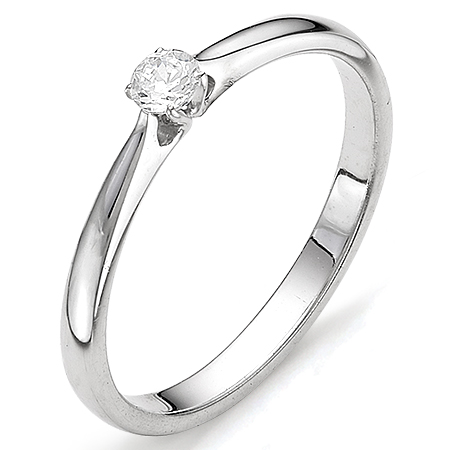Помолвочное кольцо белое золото с бриллиантом
